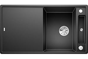 BLANCO AXIA III 5 S | SILGRANIT anthrazit | Einbauart: Einbau von Oben | reversibel | mit Glasschneidbrett | 50er Unterschrank | Verschiebbares Schneidbrett | Umhängbare Multifunktionsschale