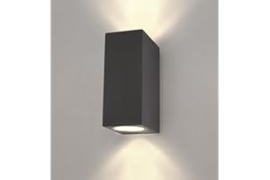 Ledvion Helene, lampa ścienna LED, zewnętrzna, antracytowa, sześcianowa, obustronna, do dwóch opraw GU10, góra i dół, zewnętrzna lampa ścienna, lampa zewnętrzna, IP54