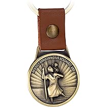 FABACH Christophe sleutelhanger op de leren armband - beschermpatroon voor automobilisten en reizigers - Saint Christoffel - geluksbrenger - beschermengel auto motorfiets aanhanger moderne aanhanger