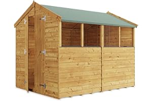 BillyOh Keeper Overlap Garden Shed with Floor | Wooden Garden Storage Shed with Apex Roof & Felt Included | Windowed or Windowless- Multiple Sizes (8x6 Windowed)