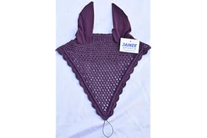 Zainee Sports LONG TIE DOWN LOOP HORSE CROCHET FLY VEIL EAR BONNET/NET/HOOD/MASK (FULL, PLUM)