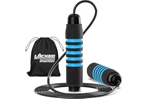 LOCKED DOWN ATHLETICS Skipping Rope for Adults - Tangle-Free Adjustable Speed Jump Rope with Soft Memory Foam Handles | Ideal for HIIT, Boxing, CrossFit & Home Fitness - Premium Jump Rope for All