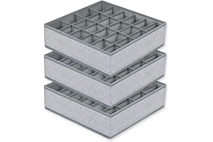 KATTAO Organizador cajones y armario 24 compartimentos - Organizador ropa interior, calcetines y cinturones - Organizadores de cajones - Drawer organizer