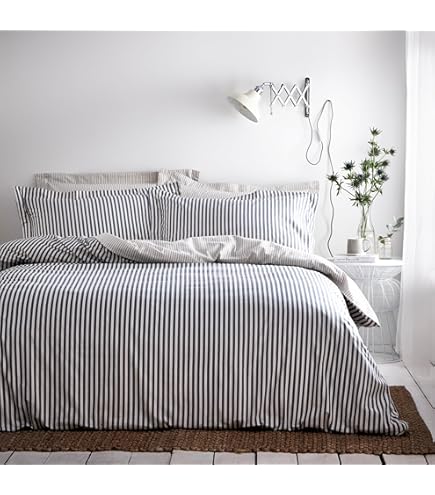 Furn. Yard Hebden Mélange Stripe 100% Cotton Pillowcase Pair - Soft