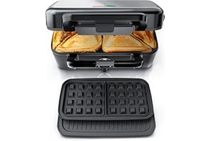‎ARENDO Arendo - Sandwichmaker 3in1 Waffeleisen Kontaktgrill mit abnehmbaren Platten - mit Antihaftbeschichtung - BPA frei - Temperaturkontrolle – Sandwichtoaster