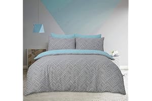 Sleepdown Kwadratowa poszewka na kołdrę, geometryczny szary, odwracalna, miękka poszewka na kołdrę, zestaw pościeli z poszewkami na poduszki - podwójna (200 cm x 200 cm)