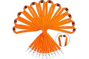WEZEBEL 12 Pack Breakaway Lanyard for Card Holders, Durable Rainbow Neck Safety Lanyards Straps for Name Badge Holders in Bulk Orange Without Holders