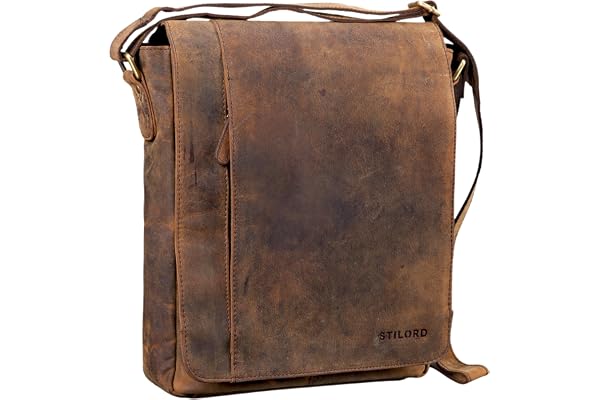 STILORD Paul Sac Bandoulière pour Homme Cuir Vintage Sac pour Tablette MacBook 13,3 Pouces A4 Besace Sac Messager Sac à Main Couleur:Cognac Marron