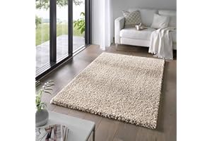 ‎TARACARPET Taracarpet Shaggy Teppich Wohnzimmer Venezia Hochflor Langflor Teppiche modern Beige 160x230 cm