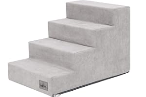 BJIRD Hundetreppe, Katzentreppe, Antirutsch und Beständig - Haustiertreppe mit 4 Stufen für kleine Hunde - 60 x 40 x 40 cm - Savoy - Asche