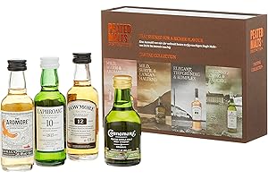 Peated Malts of Distinction | Malts Whisky Geschenkset | Mit Bowmore, Laphroaig, Connemara, the Ardmore | 4 Miniaturen x 50ml