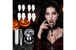 4 Par Vampirtänder, Vampirtandssats i 4 Storlekar, Vampirtänder för Vuxna | Halloween Cosplay Vampirtänder, 13/15/17/19 mm, Vampirtänder med 4 Förpackade Lådor, Halloween-Kostymaccessoarer