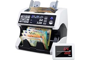 Jubula MV-500 Geldzählmaschine für gemischte Geldscheine & Falschgelddetektor | UV/MG/IR/DD/ 2CIS usw.| Exakt | EUR USD GBP SEK CHF usw. | Banknotenzähler | Geldzähler | Banknotenzählmaschine
