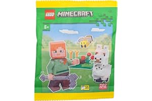 Lego Minecraft - Alex Minifigur mit niedlichem Baby Lama und fleißiger Biene - Abenteuerset für kreative BAU- und Spielwelten, kompatibel mit Allen Lego Minecraft Sets