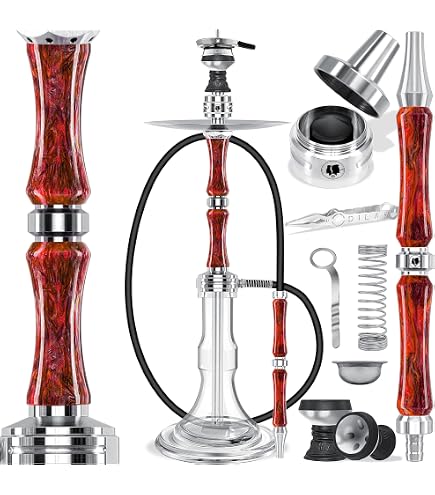 DILAW® SKITTO - Set Narghilè Hookah in Alluminio, 75 cm, con Testa in