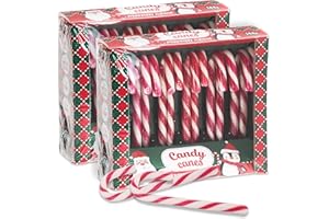 SWEET BUDDIES Weihnachtliche Zuckerstangen Erdbeere Geschmack - 24 rot-weiße Candy Canes, 12g pro Stück - in roter Geschenkbox - Perfekt für Weihnachtsdeko, Baumdeko & als Süßigkeit für den Weihnachtsteller