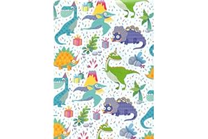 ARKRAFT carta da regalo 3 fogli formato 90 x 65 cm prodotto FSC confezione senza plastica disegno dinosauro bambino (18-9174)