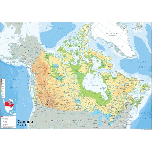 Canada Physical Map Rivers Thematic Map Of Canada Provinces, CAN