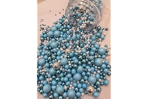CAKE N BAKE Metallic/Shimmer Balls Edible Cupcake Cake Topper Sprinkles (90G Tub) (Blue Metallic Mix)