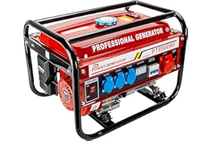 MESSERMANN Generatore di corrente a benzina | Accessori per generatore | Gruppo elettrogeno di emergenza silenzioso | 5 prese 3 x 230 V / 1 x 400 V / 1 x 12 V | 6,5 CV