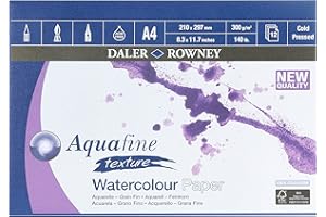 Daler Rowney GDAAGPA4 Aquafine aquarelle artists watercolour pad A4 12 sheets 300gsm NOT surface, White