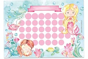 Papierdrachen Jeu de Tableaux de récompenses pour Enfants sous Forme de Bloc-Notes détachable de 10 Feuilles - Concept motivant - avec de Superbes Autocollants - Motif sirène en Blanc 15.