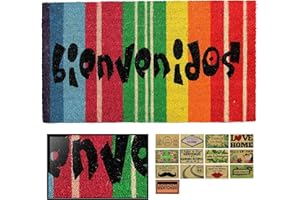 LUCA HOME LucaHome - Felpudo Coco Natural 40x70 Antideslizante, Felpudo de Coco Bienvenidos Arcoiris, Felpudo Absorbente Entrada casa, Ideal para Exterior o Interior