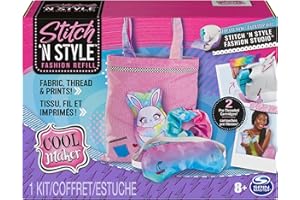 Cool Maker Stitch 'N Style Fashion Studio | Kit di Ricarica per Macchina da Cucire per Bambini e Bambine | 2 cartucce con Filo Pre-Inserito, Tessuto e Stampe ad Acqua | Giochi creativi da 8 Anni
