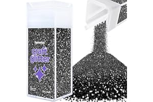 ‎HEMWAY Hemway Craft Glitter Shaker 130g / 4.6oz Glitter for Arts, Crafts, Resin, Tumblers, Nails, Painting, Decoration, Festival, Cosmetic, Body - Ultrafine (1/128" 0.008" 0.2mm) - Black