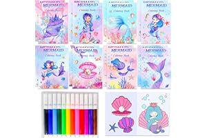 BACH AND BOOZY 16 pcs mini libros para colorear granel bajo el mar rellenos para fiestas con bolígrafos pequeños libros de actividades con animales del mar sirenita productos para cumpleaños