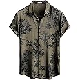 JOTOOK Mens Hawaiian Shirt Short Sleeve Button Down Tropical Shirts Casual Floral Summer Beach Shirt