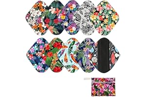 JMOO 7pcs Pack Women Sanitary Pads Including 1pc Mini Wet Bag + 6pcs Reusable Washable Charcoal Bamboo Cloth Menstrual Pads Mama Panty Liners