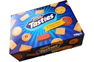 MCVITIE'S McVities Tasties Selection Assortment Biscuit Box 230g 8 Varieties 70 Biscuits Milk Chocolate Digestive Bourbon Fruit Shortbreads Custard Creams Jam Rings Shortcake Nice Digestives