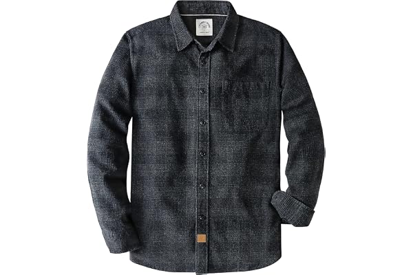 Dubinik® 6 oz Chemise Flanelle Homme Carreaux Boutonné Vintage Manches Longues Chemises Fashion Casual Chaude Coton