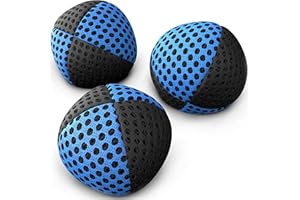 speevers Juggling Balls Professional Set of 3 Fresh Design Xballs, 12 Beautiful Colors Available, Juggle Balls for Beginners, Kids, Adults, 2 Layers of Net 4 Panels Carry Case (90g, Black - Blue)
