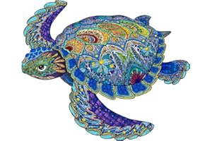 AAGOOD Puzzles en Bois, 204 pièces Puzzle en Bois de Forme Animaux pour Forme Puzzle en Bois de Forme Unique pour Adultes et Enfants avec Caisses en Bois Tortues de Mer (M)
