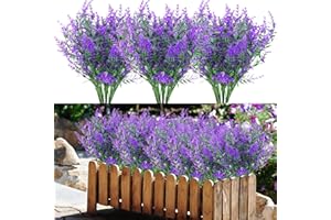 BINYI Plante Artificielle Exterieur Decoration Fleurs Artificielles Deco 10 Bouquet Jardin Moderne Extérieur Fleur Artificielle Lavande Artificielle Fausse Plante Interieur Arbuste Artificiel (Violet)