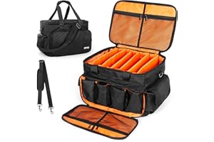 BQKOZFIN DJ Cable File Bag,1680D Nylon DJ Equipment Gig Bag with Detachable Dividers & Padded Bottom, Travel DJ Wire Bag for Professional DJ Gear, Musical Instrument & Accessories, Orange (Medium)
