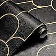 FOKRIM Black Gold line Wallpaper for Wall Sticker for Home,Office 45x300cm Sticker Wallpaper Peel and Stick Hexagon Removable Self Adhesive Waterproof Wallpaper(Pack of 1)