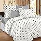 Ahmedabad Cotton Comfort 144TC Cotton Double Bedsheet with 2 Pillow Covers - White, Grey