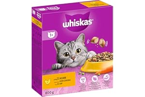 Whiskas Adult 1+ Trockenfutter Huhn, 5x800g (5 Packungen) - Katzentrockenfutter für erwachsene Katzen - unterschiedliche Produktverpackungen erhältlich