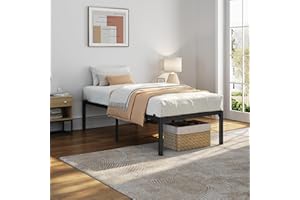 Yaheetech 41cm 3ft Single Metal Platform Bed Frame with Heavy Duty Steel Slat Support/Non-slip Mattress Foundation/No Box Spring Needed/Under-bed Storage/Esay Assembly/Black