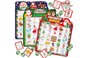 JOYIN Weihnachts-Bingo-Kartenspiel für 30 Spieler, 3 Farben, Bingo-Karten für Kinder für Aktivitäten in der Schule, Familie Klassenzimmer Winter-Bingo für Weihnachtspartys Partyspiele für Erwachsene