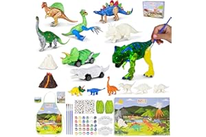 BONNYCO Dinosaurier Spielzeug mit 16 Figuren zum Malen von Basteln, Kinder mit Glanz im Dunkeln | Spielzeug für Kinder 3 4 5 6 7 8 9 10 Jahre Geschenke für Kinder Geburtstag, Weihnachten, Kommunion