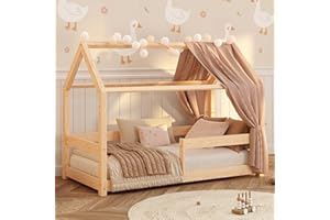 smartwood Letto Casetta 90x200 in Legno Massello - Letto Montessori Bambini con Sponda & Rete fino a 230 kg - Design Scandinavo - Per Bambini e Bambine - Facile da Montare - MILO