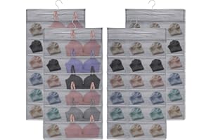AMJKEJI 2 Tasche Pensili per Intimo, Sacca Portaoggetti Appesa Organizer Armadio da Appendere Organizer 30 Tasche a Rete, Pieghevole, Salvaspazio, Organizer da Appendere per Panty, Reggiseno, Cravatte