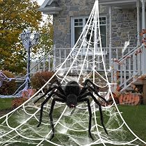 Araignée Géante Halloween 75 Cm - Décor Gris Avec Crâne, Yeux Rouges, Pattes Articulées, Pour Extérieur Ou Intérieur - 3
