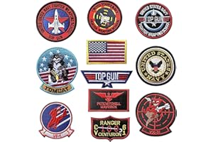 PUCIO 11 Stück Top Gun Aufnäher zum Aufbügeln USA Flagge Maverick Patches bestickt Air Force Navy Marine Army Jacke Tactical Military Logo Dekorative Applikation