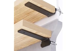 DINIAL 4 Pack Floating Shelf Brackets 15 cm, Heavy Duty Metal L Brackets for Shelves Support Wall Hanging, Wall Shelf Support Brackets, 75KG Load Capacity (Black 4 Pack, 15cm)