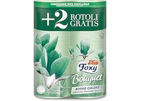 FOXY BOUQUET CARTA IGIENICA 3 VELI COLORATA VERDE GIADA E PROFUMATA 6 ROTOLI | VENDITA CARTONE DA 6 CONFEZIONI DA 6 ROT. | TOTALE 36 ROTOLI